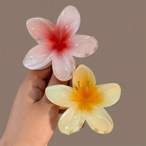 Elegant Colorful Flower Shaped Hair Claw Clip Trendy Non Slip Hair Grab Clip For Women And daily use Wear