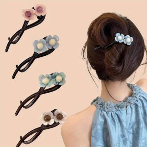 5PCS color flower irregular hairpin fixed headdress creative design ins gift-giving French style fashion casual retro trend daily commuting street party holiday wear.