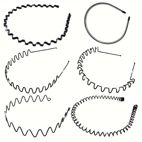 6 Pcs Unisex Wavy Headband, Metal Spring Wavy Hairband Hair Hoop Elastic Non Slip Sports Fashion Headwear For Men Women