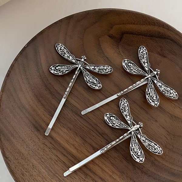 4pcs Vintage Dragonfly Shaped Hair Side Clips Elegant Hair Fringe Clips Trendy Hair Decoration For Women And daily use Wear