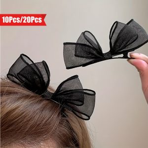 10pcs F20pcs Elegant Mesh Bowknot Decorative Hair Side Clips Retro Hair Barrettes For Women And daily wear Wear