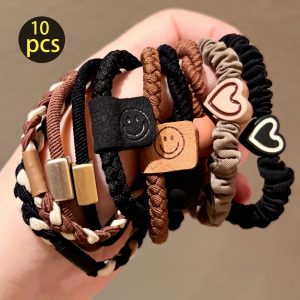 10 Pcs Minimalist Hair Ropes Set Soft High Elastic Hair Rings Casual Versatile Ponytail Hair Scrunchies