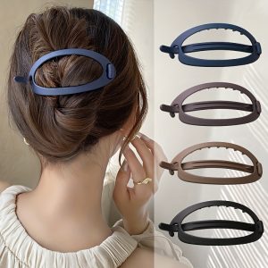 4pcs Women's Back Head Hairpins, Frosted Oval Hairpins, Buckle Hairpins, Solid Color Hairpin Hair Accessories, Ideal Choice For Gifts