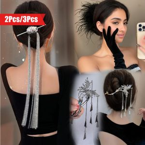 2pcs F3pcs Vintage Sparkling Rhinestone Decorative Hair Grab Clips Hair Bun Makers Elegant Hair Decoration For Women And daily wear