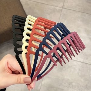 5 Pcs FSet Toothed Solid Color Hairband Simple Non-slip Headband Hair Accessories For Sports Daily Party