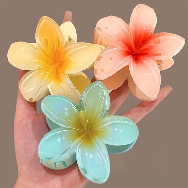 3pcs Set Elegant Floral Hair Claw Clips - Non-Slip, Strong Grip for Thick & Thin Hair - Chic Accessory for Women and Girls