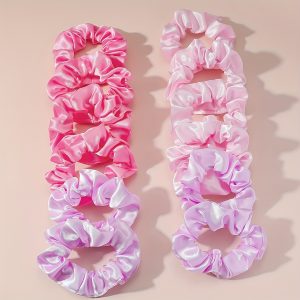 12pcs Solid Color Large Intestine Hair Loops Elastic Hair Ties Ponytail Holders For Women And daily uses