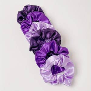 6pcs Purple Silky Scrunchies Hair Tie Large Hair Rope Elegant Satin Ponytail Holder For Women Daily Use